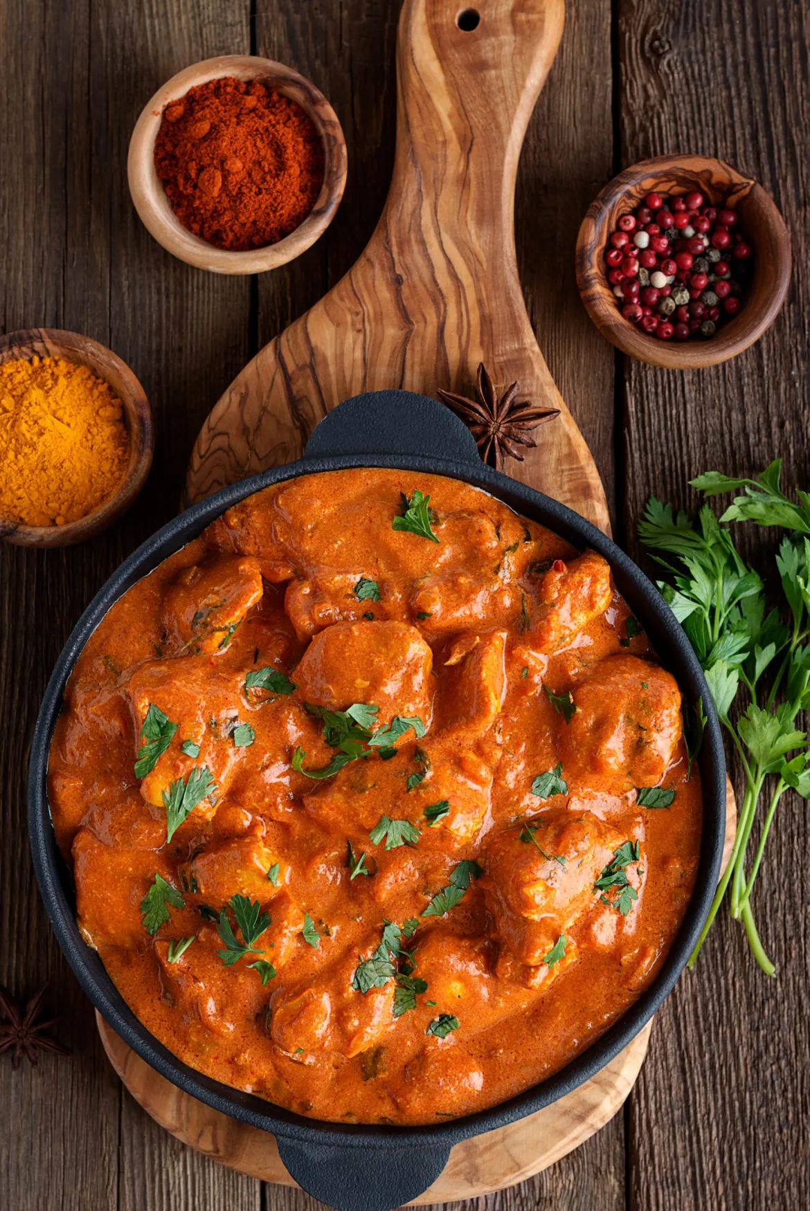chicken curry with garlic naan at Tandoori House